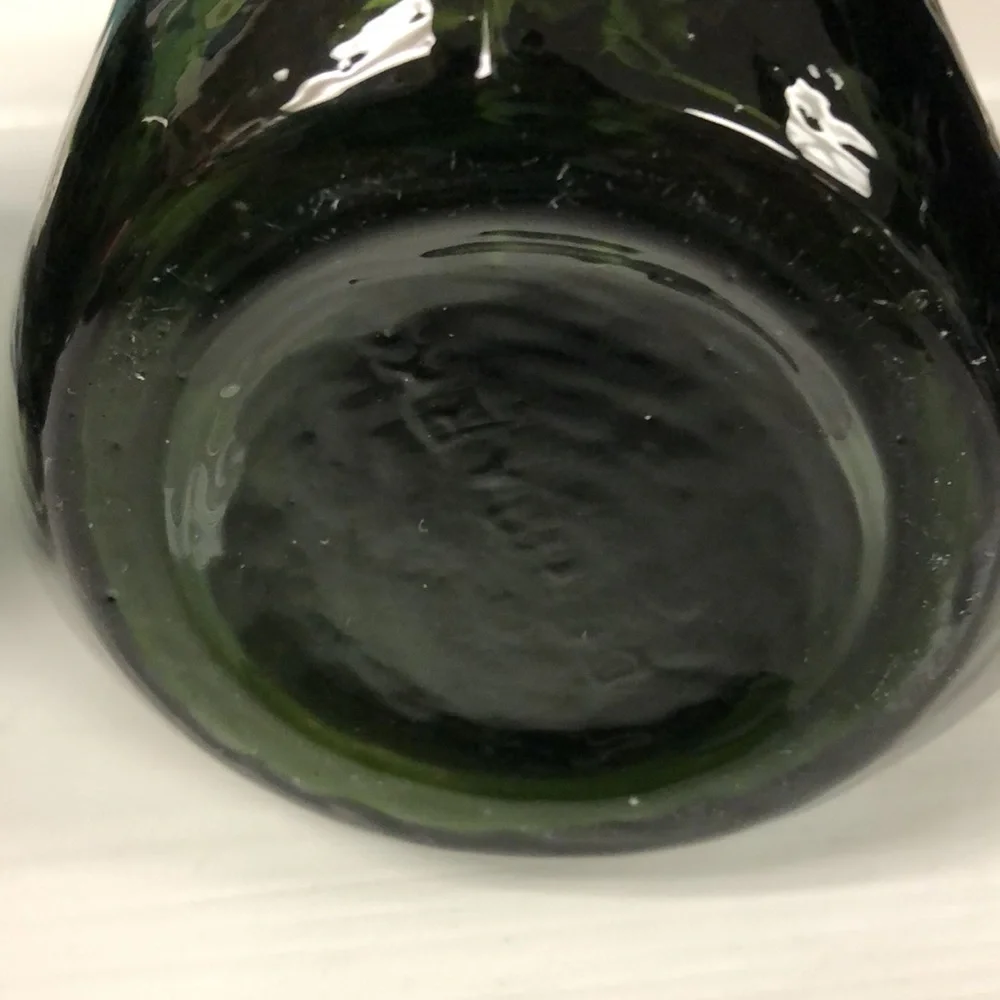 2‎ Vtg Decanter Green Glass Pewter Marked Denmark Rare Retro Collectible Grape